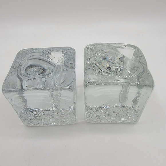 VINTAGE Swedish square cube art glass Solifluer bud vases - Picture 4 of 6